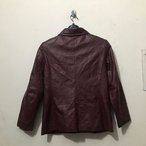 Boxy Fit Maroon Pure Leather Jacket