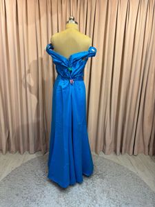 Elegant Blue Off-Shoulder Gown