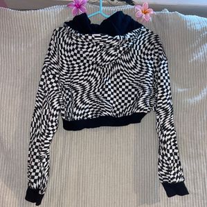 Checkerboard Cut-Out Hoodie