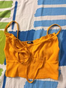 Yellow Tie-Up Crop Top