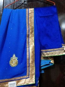 Royal Blue Embellished Saree
