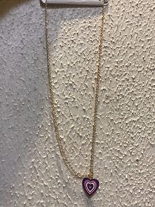 Purple Hues Heart Pendant Chain In Gold