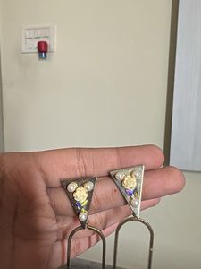 Unique Floral Triangle Dangle Earrings