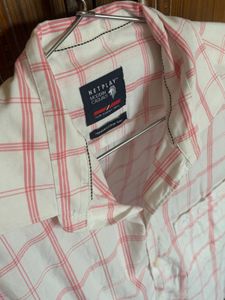 Men's White &amp; Red Checked Shirt