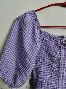 🌸 Lilac Gingham Smocked Puff Sleeve Top 💜