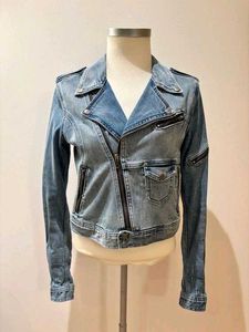 H&amp;M Cropped Denim Biker Jacket