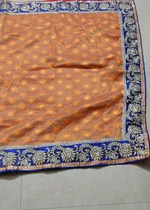 Beautiful Red &amp; Orange Saree with Embellished Bord