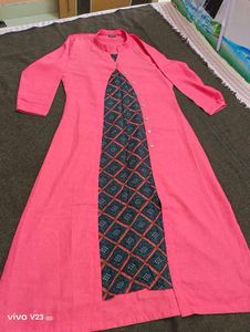 New Soch Pink Front-Open Coat Style Kurti