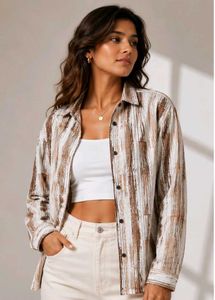 Abstract Stripe Button-Up Shirt