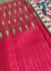 Free 3 Blouse Pieces Premium Self Woven Red Saree