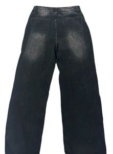 Washed Black Wide Leg Jeans