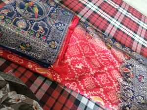 Exquisite Blue &amp; Red Saree