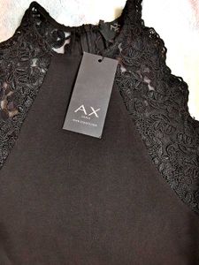 New AX PARIS Elegant Black Lace Trimmed Dress