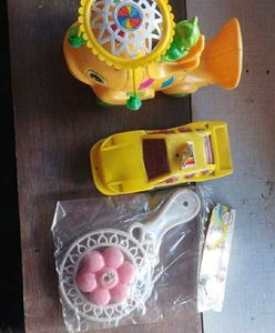 Lot of 3 Toy Vehicles and Rattles
