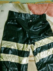 Shiny Black &amp; Gold pants