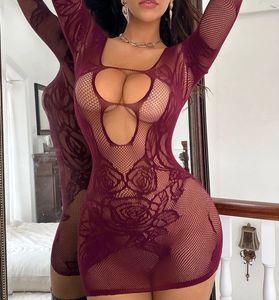 Sheer Mesh Cut-Out Mini Dress