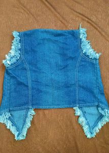 Sleeveless Denim Jacket For Girls