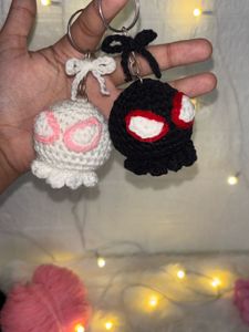 Crocheted Spider-Verse Keychains