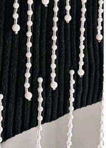 Chic Black Ribbed Top with Pearl Embellishments
