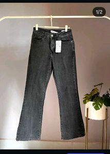 high waist flared denim