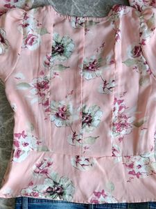 Pink Floral Button-Up Blouse