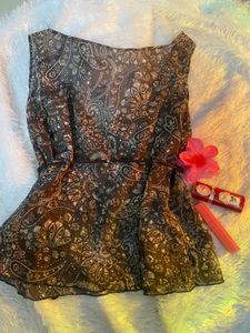 Sheer Paisley Print Top