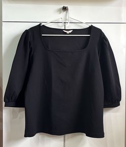 AND- Black Square Neck Puff Sleeve Top
