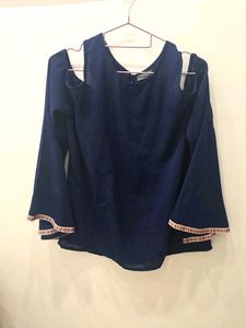 Cold Shoulder Navy Top