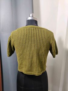 Olive Green Crochet Cardigan