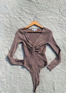 Chic Twist Front Long Sleeve Bodysuit