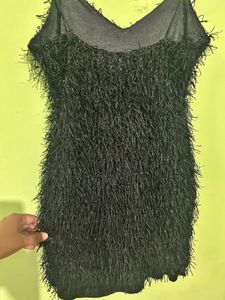 Sparkly Black Fringe Mini Dress