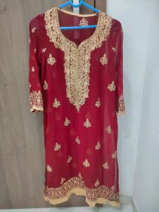 Embroidered Maroon Sharara Suit