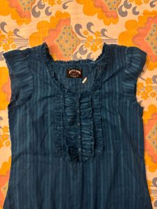 Tommy Hilfiger Sheer Blue Ruffled Tunic To