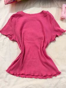 Baby Pink Ribbed Top 🎀