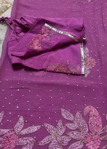 Embroidered Purple Saree