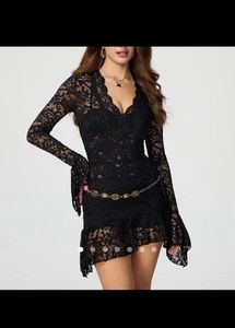 🐈‍⬛Savana Black Lace  Sleeve  Dress