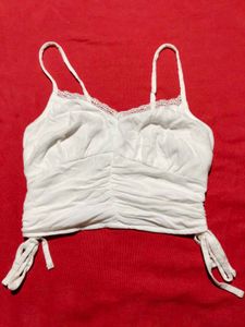 Smocked Tie-Side Crop Cami Top