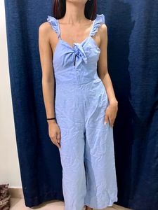 Zara Linen Blue Jumpsuit XS