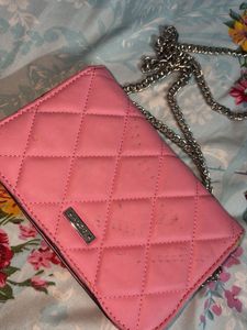 Chic Pink Quilted Chain Shoulder Bag