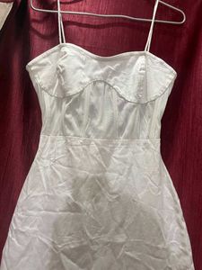 lea clothing Elegant White Corset Midi Dress