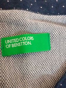Benetton Navy Printed Mandarin Collar Shirt