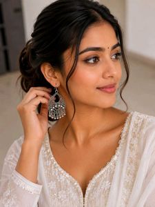Oxidized Silver Jhumka Earrings