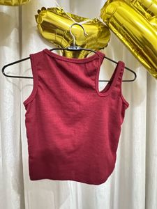 Red Asymmetrical Tank Top