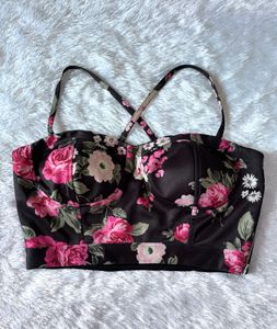 Ewa Young Black Floral Crop Top