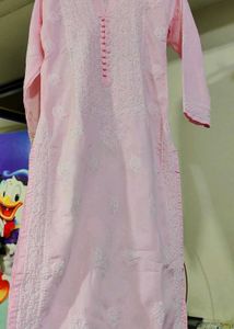 Chikankari Kurta - Pastel Pink