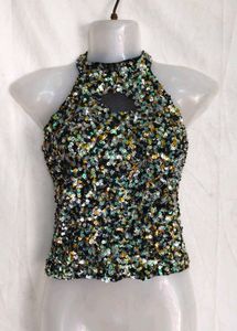 Sparkly Sequin Halter Top
