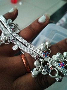 Silver Anklets with Bells &amp; Flowers baby girl