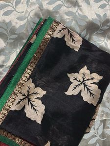 trendy Black Floral Saree