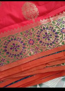 new Red Silk Saree with Golden Motifs