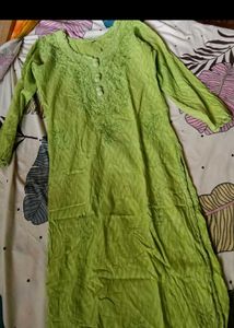 Lime Green Embroidered Kurta